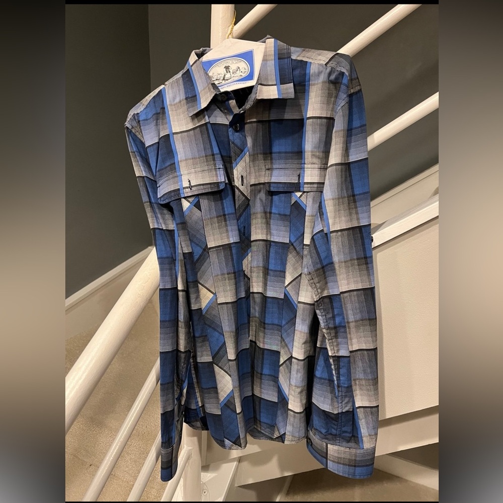 Armani Exchange Men’s Slim Fit Plaid Button-Up Shirt – Size Large